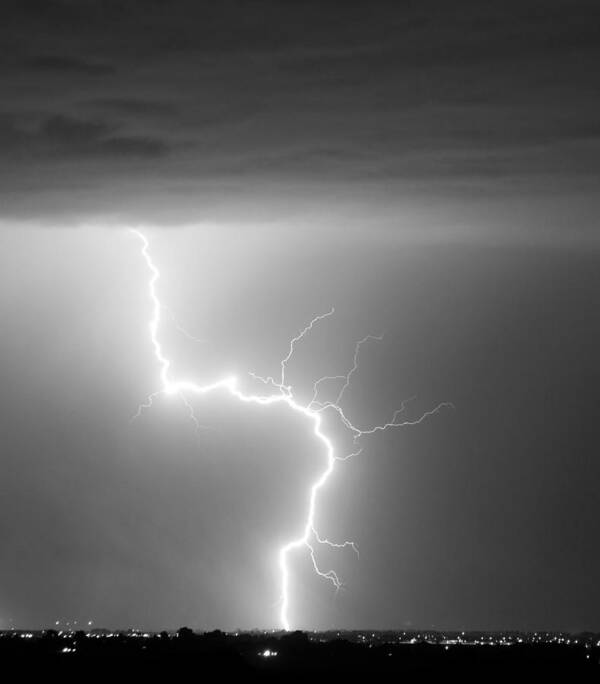 City Poster featuring the photograph C2G Lightning Strike in Black and White by James BO Insogna