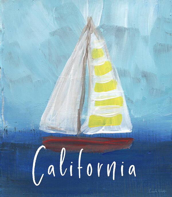 California Poster featuring the mixed media California Sailing- Art by Linda Woods by Linda Woods