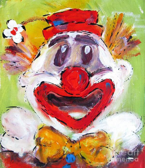 Exotic Clown Poster featuring the painting Colorful Clown by Mary Cahalan Lee - aka PIXI