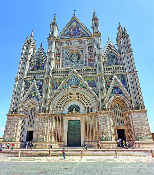 Orvieto Poster featuring the photograph Colorful Facade of Orvieto Cathedral 0704 by Jack Schultz
