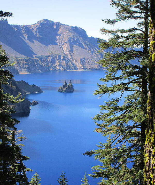 Crater Lake Poster featuring the photograph Crater Lake Ghost Ship Island by Marie Neder