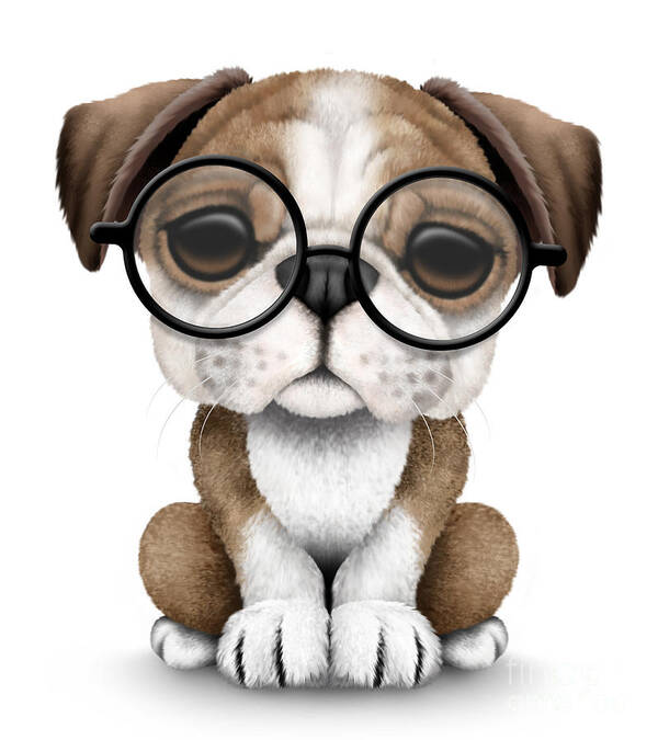 British Bulldog Puppy Dog Wearing Heart Glasses Garden Yard Flag 