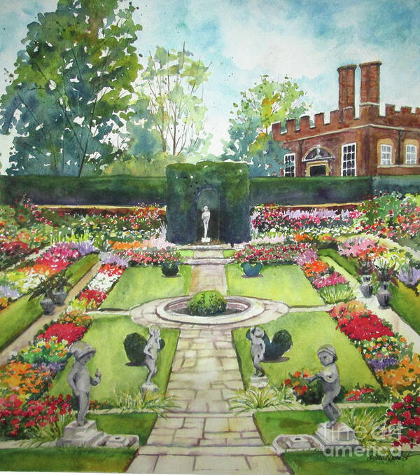 Hampton Court Palace Poster featuring the painting Garden at Hampton Court Palace by Susan Herbst