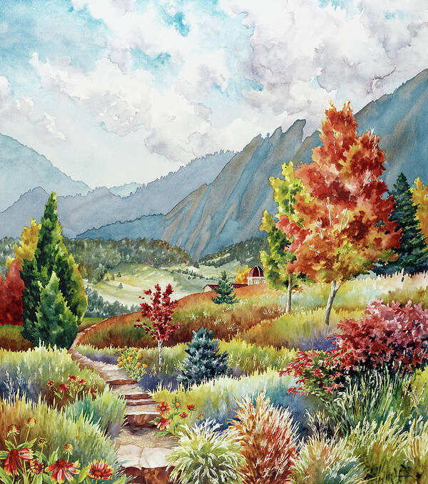 Autumn Colors Painting Poster featuring the painting Golden Trail by Anne Gifford