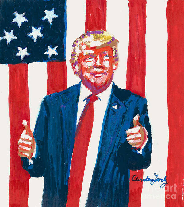 President Donald Trump Poster featuring the painting Happy Birthday President Trump by Candace Lovely