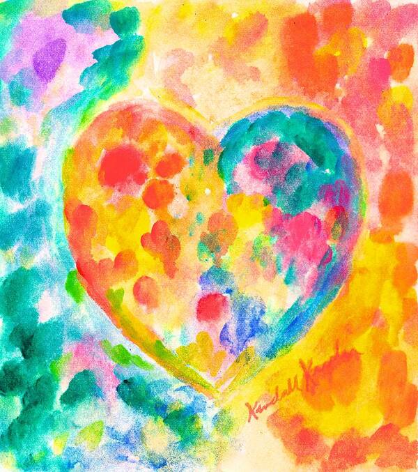 Heart Paintings Poster featuring the painting Heart Rainbow by Kendall Kessler