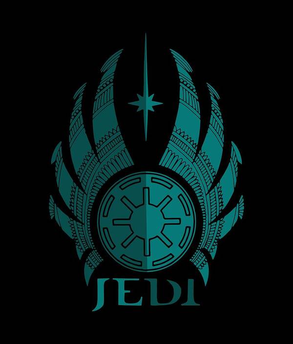 Jedi Poster featuring the mixed media Jedi Symbol - Star Wars Art, Blue by Studio Grafiikka
