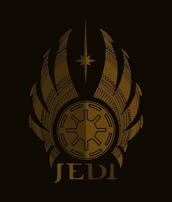 Jedi Poster featuring the mixed media Jedi Symbol - Star Wars Art, Brown by Studio Grafiikka