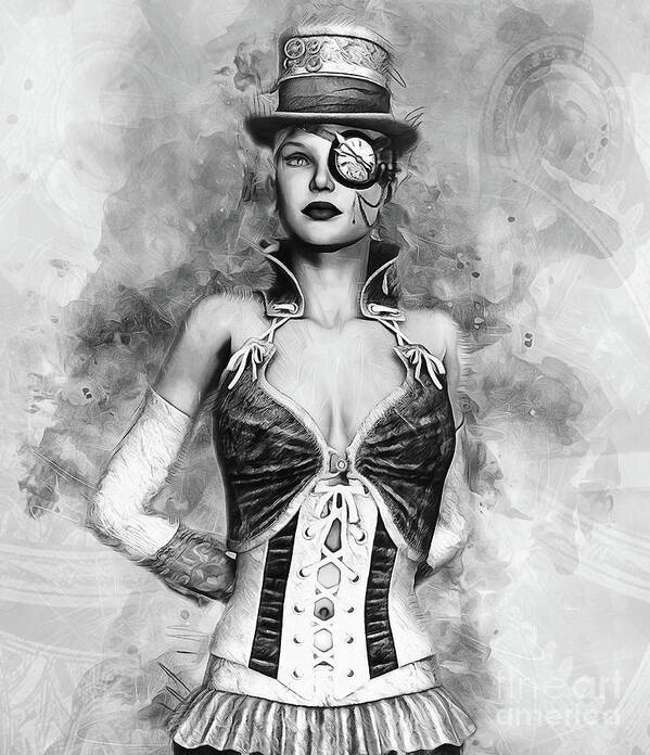 Steam Punk Poster featuring the digital art Lady Steampunk by Ian Mitchell