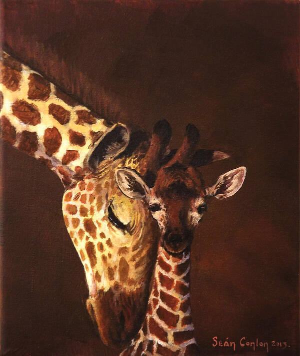 Giraffes Poster featuring the painting Love and Pride Giraffes by Sean Conlon