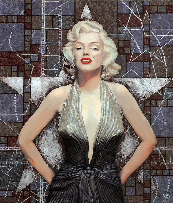 Marilyn Monroe Poster featuring the painting Marilyn Monroe, Old Hollywood, celebrity art, famous woman, brightest blonde by Julia Khoroshikh