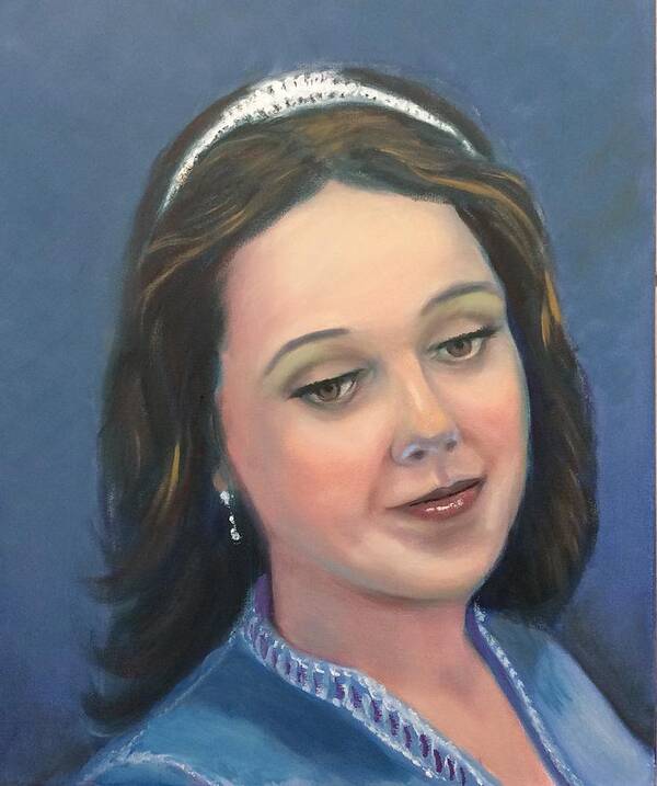 Portrait Poster featuring the painting Young lady by Laila Awad Jamaleldin
