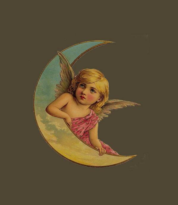Moon Angel T Shirt Design Poster featuring the digital art Moon Angel T Shirt Design by Bellesouth Studio