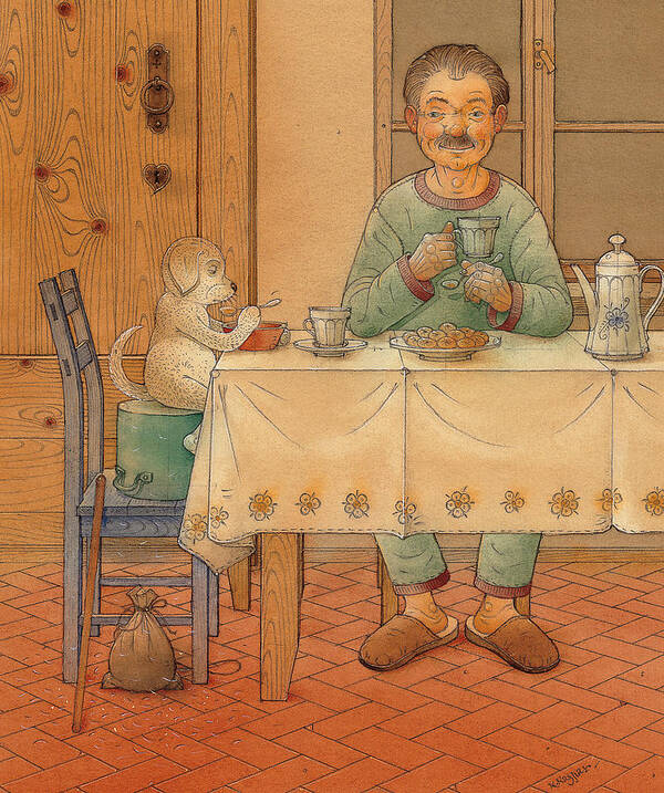 Animals Poster featuring the painting Mysterious Guest by Kestutis Kasparavicius