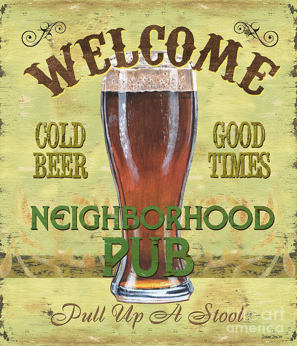 Beer Poster featuring the painting Neighborhood Pub by Debbie DeWitt
