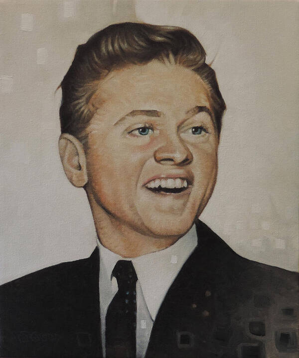 Mickey Rooney Hollywood Legend Actor Silver Screen Screen Idol Movie Star Judy Garland Poster featuring the painting Oil Portrait of Mickey Rooney by T S Carson