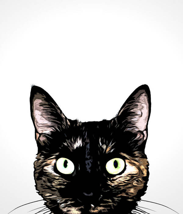 Cat Poster featuring the mixed media Peeking Cat by Nicklas Gustafsson