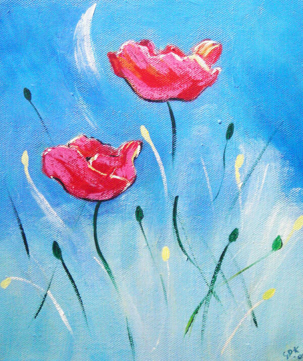 Poppies Poster featuring the painting Poppies by Gloria Dietz-Kiebron