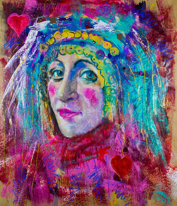 Queen Poster featuring the painting Queen of Hearts by Maxim Komissarchik
