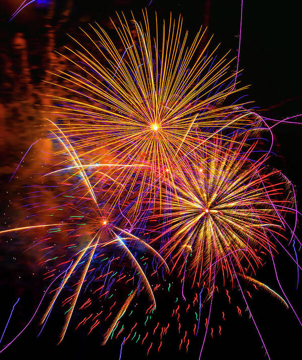 Dazzling Poster featuring the photograph Radiant Colorful Fireworks by Garry Gay