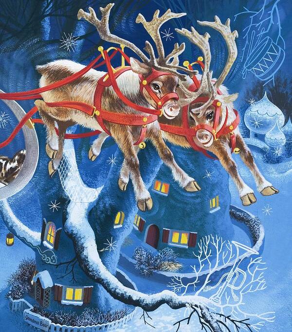 Reindeer Poster featuring the painting Reindeer by English School