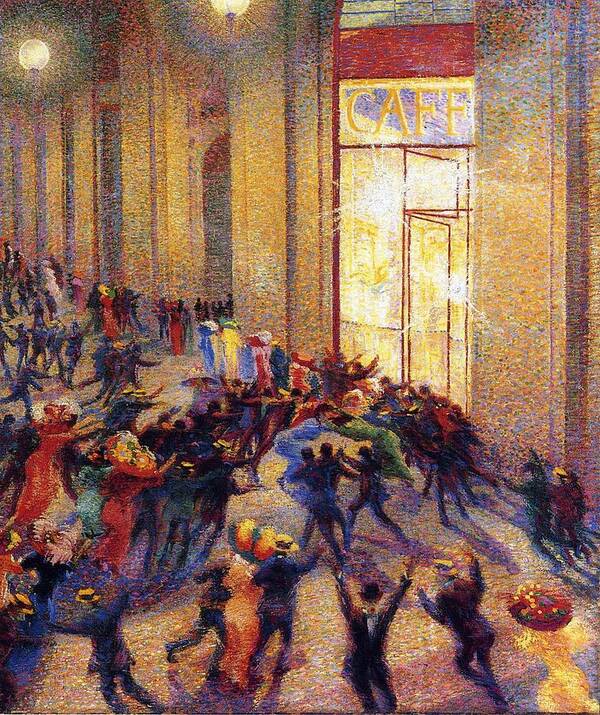 Riot In The Galleria Umberto Boccioni Poster featuring the painting Riot in the Galleria Umberto Boccioni by MotionAge Designs