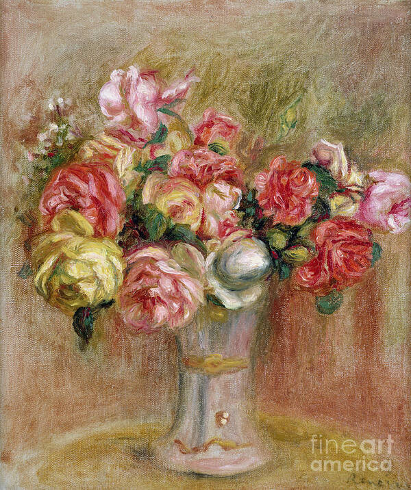 Roses Poster featuring the painting Roses in a Sevres Vase by Pierre Auguste Renoir