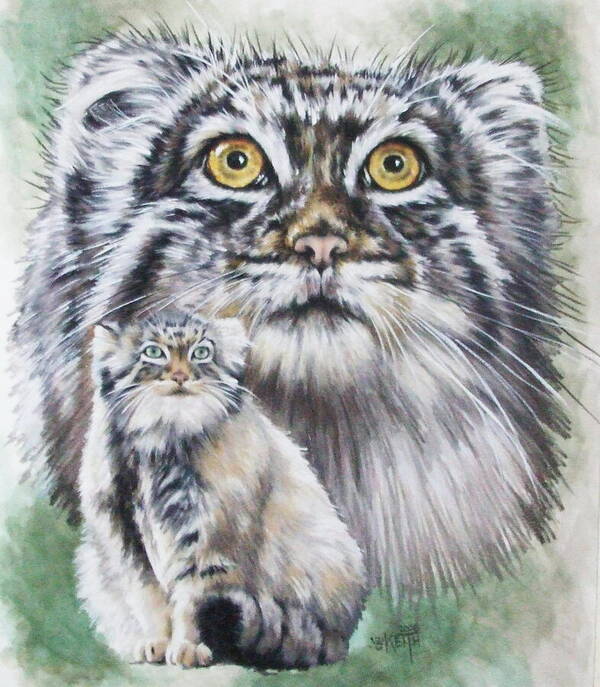 Pallas' Cat Poster featuring the mixed media Rowdy by Barbara Keith