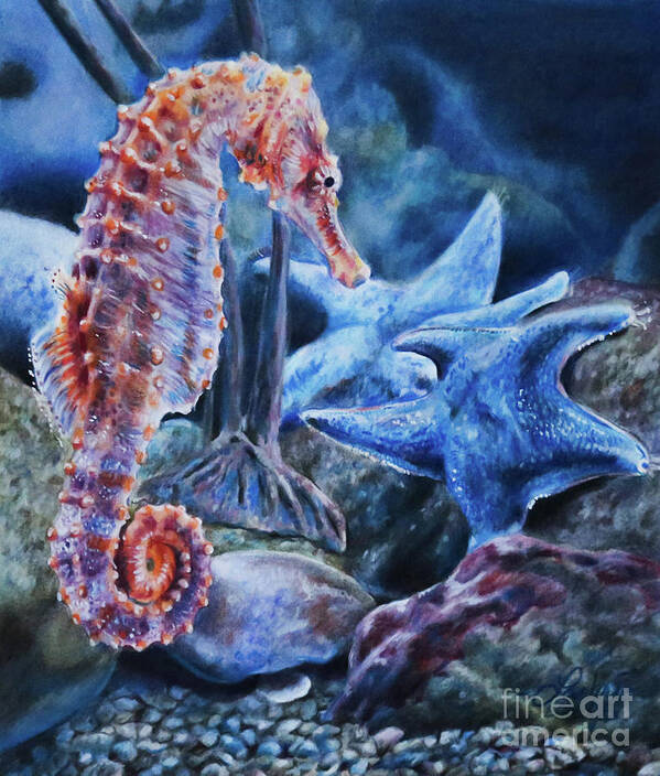 Seahorse Poster featuring the painting Seahorse by Lachri