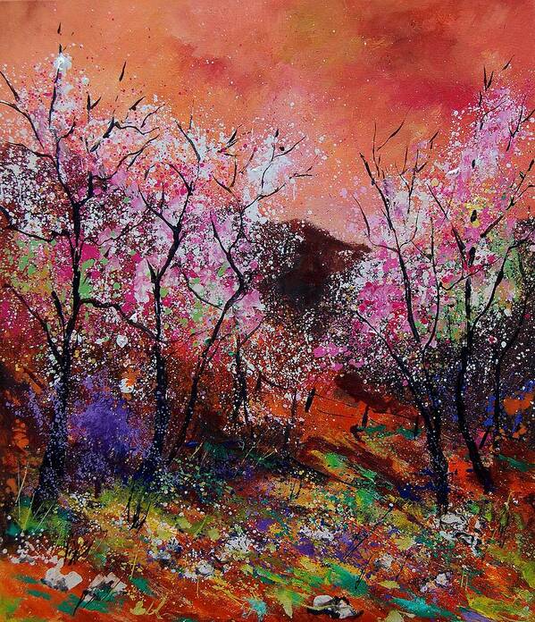 Spring Poster featuring the painting Spring near my home by Pol Ledent