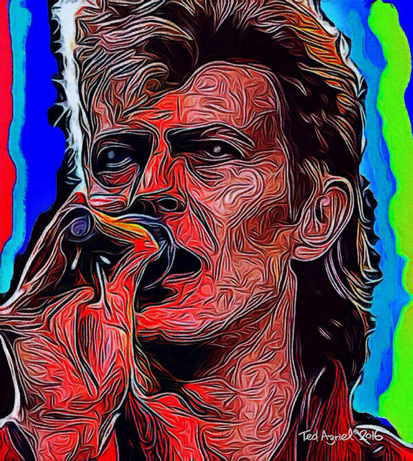 David Bowie Poster featuring the painting The One, The Only, David Bowie by Ted Azriel