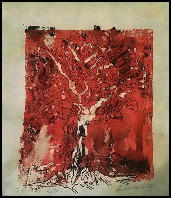 Tree Poster featuring the mixed media The Red Tree by Angela Weddle
