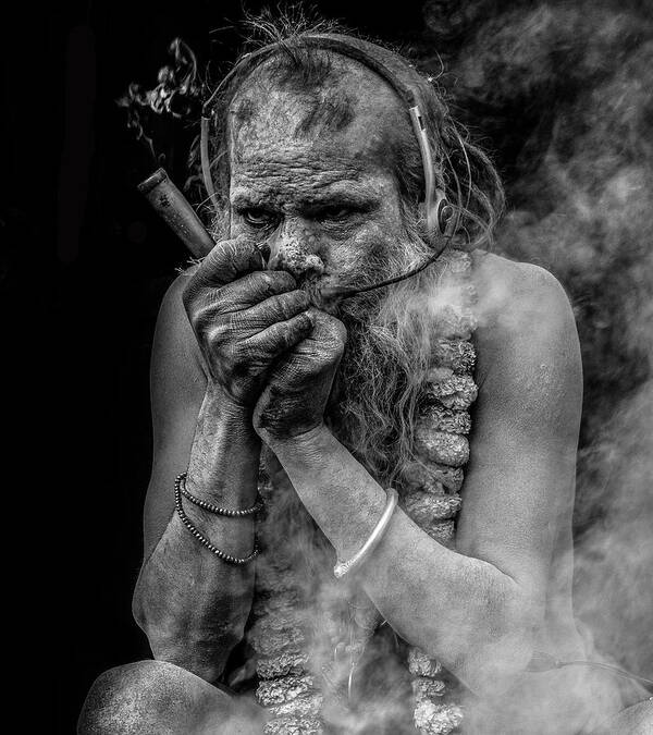 Smoke Poster featuring the photograph The Smoker by Subhrajit Paul
