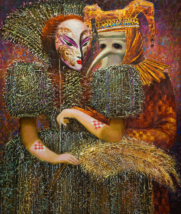 Venetian Mask Poster featuring the painting Venetian Masks by Valentina Kondrashova