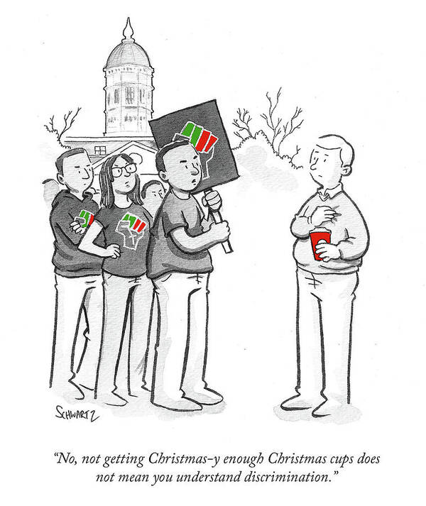 no Poster featuring the drawing War on Christmas by Benjamin Schwartz