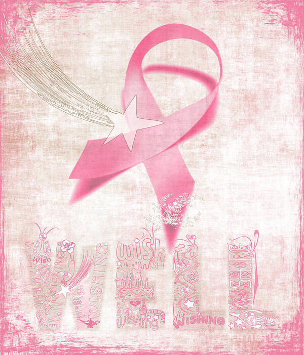 Breast Cancer Poster featuring the digital art Wishing Well Breast Cancer by Laura Brightwood