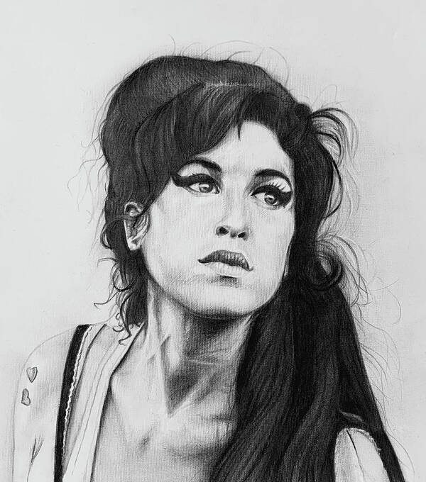 Amy Poster featuring the drawing Amy Winehouse by Steve Hunter
