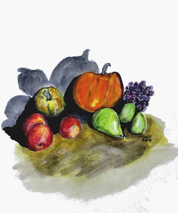 Fruit Poster featuring the painting Autumn Still Life by Clyde J Kell