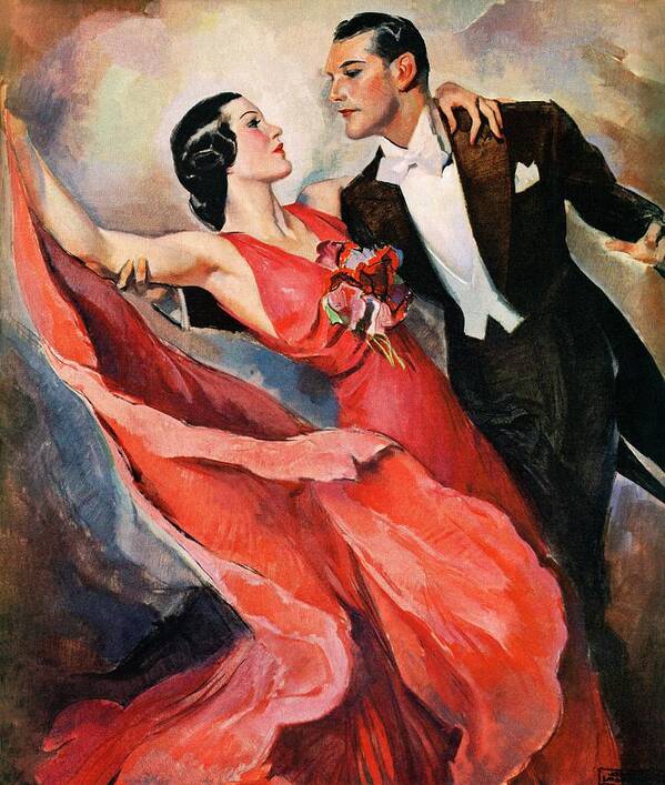 Couple Poster featuring the drawing Ballroom Dancing by John Lagatta
