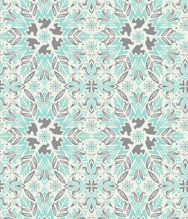 Background Poster featuring the drawing Blue Flower Pattern by CSA Images