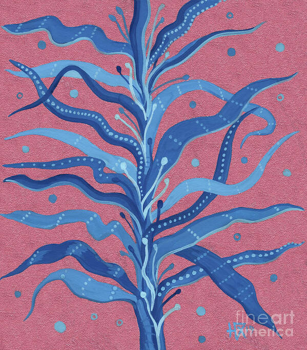 Algae Poster featuring the painting Blue Seaweed by Julia Khoroshikh