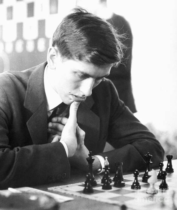 Young Men Poster featuring the photograph Bobby Fischer Contemplating Chess Move by Bettmann