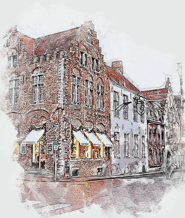 Belgium Poster featuring the painting Bruges, Belgium - 04 by AM FineArtPrints