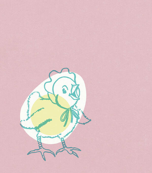 Animal Poster featuring the drawing Chick in egg by CSA Images
