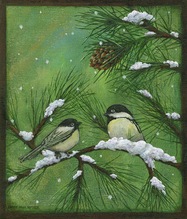 Chickadee Poster featuring the painting Chickadee by Kathy Kehoe Bambeck