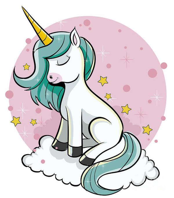 Mythical Creature Poster featuring the digital art Cute Unicorn Rainbow Pixie Dust Magic Horse Star by Mister Tee