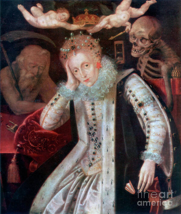 Crown Poster featuring the drawing Elizabeth, The Weary Sovereign, C1610 by Print Collector