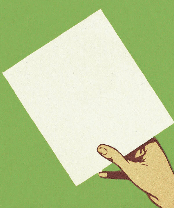 Blank Poster featuring the drawing Hand Holding a Piece of Paper by CSA Images