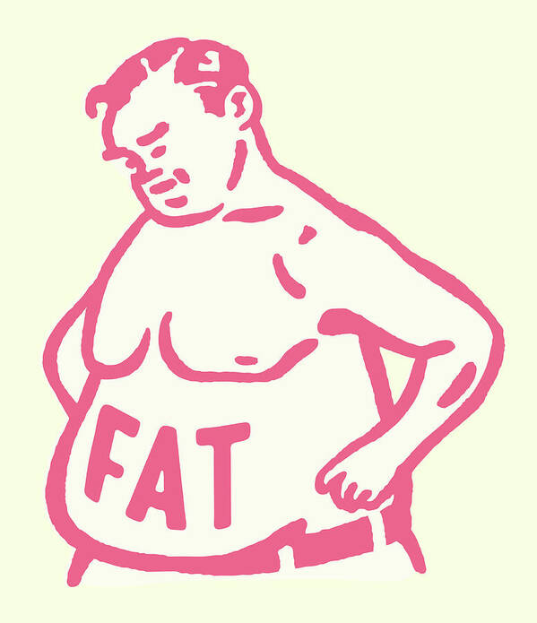 Adult Poster featuring the drawing Man with FAT Belly by CSA Images