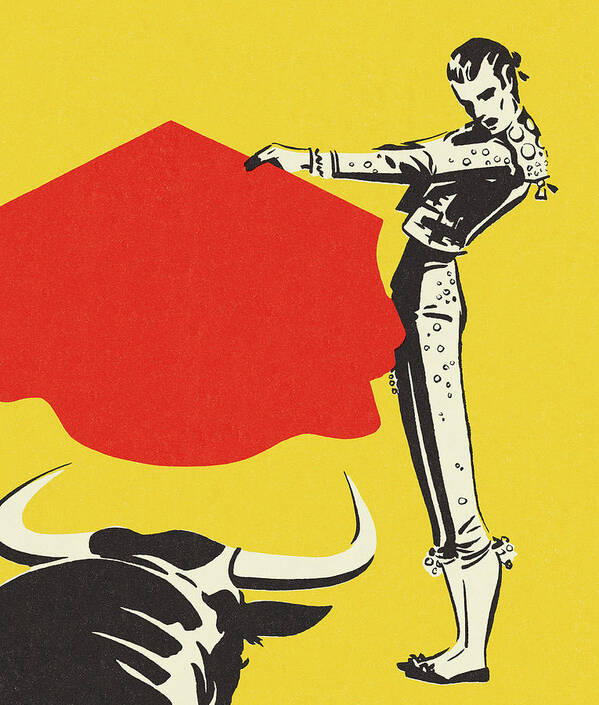 Adult Poster featuring the drawing Matador and a Bull by CSA Images